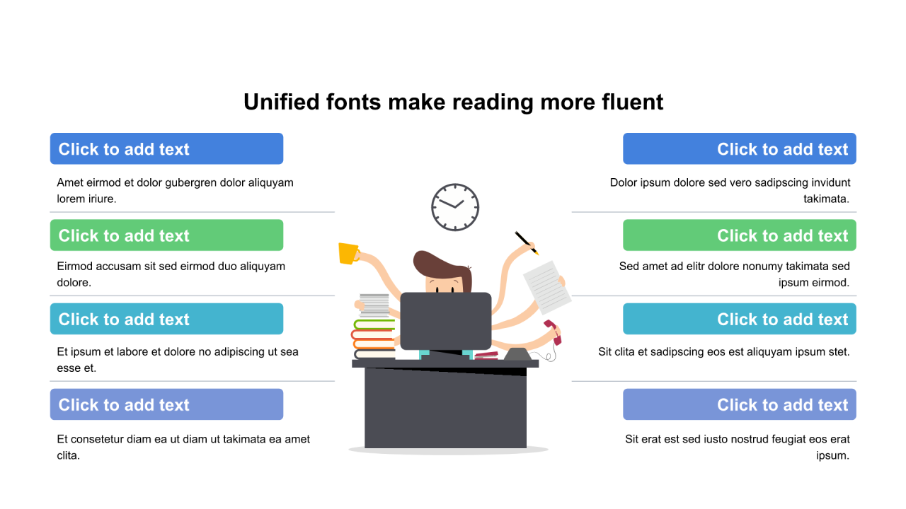 多色矩形扁平8项PPT列表