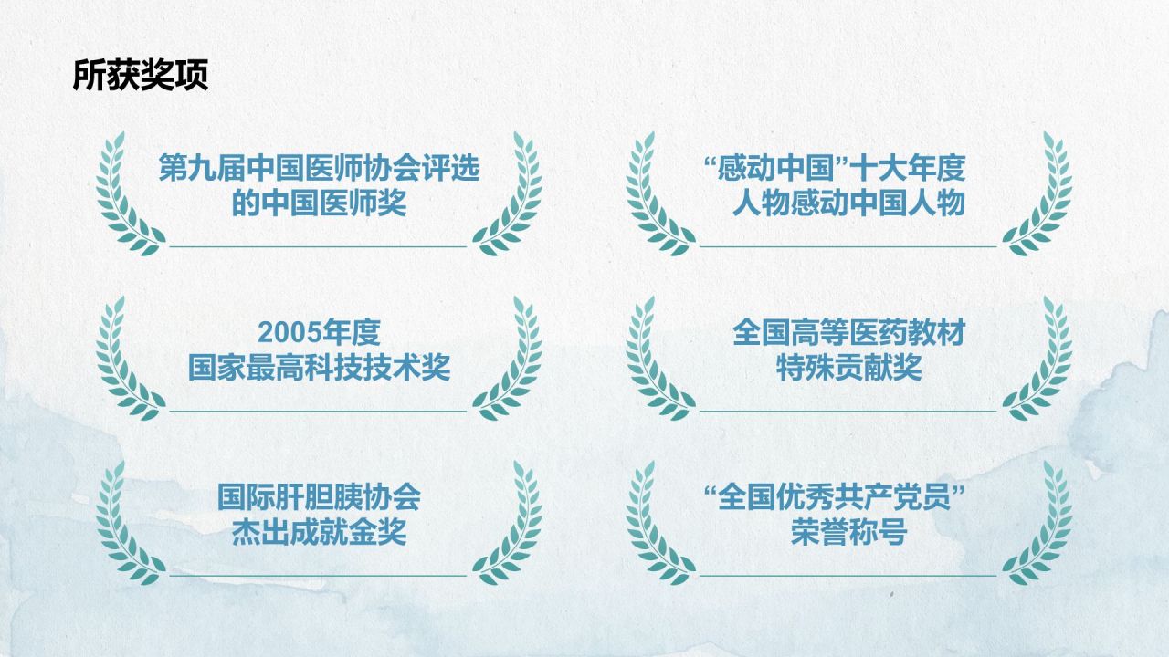 蓝色手绘风人物介绍:吴孟超PPT模板