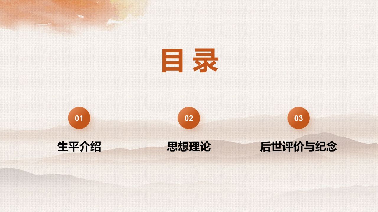 橙色水墨风人物介绍:李大钊PPT模板