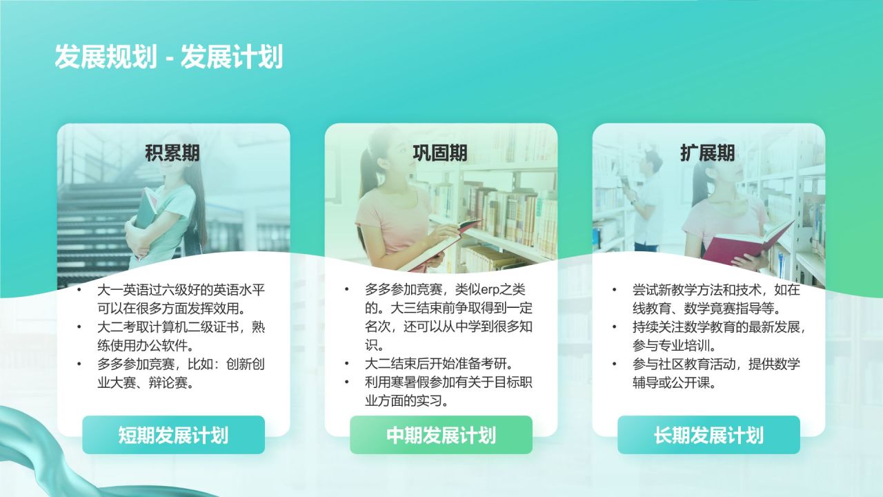 绿色商务风大学生职业生涯规划PPT模板