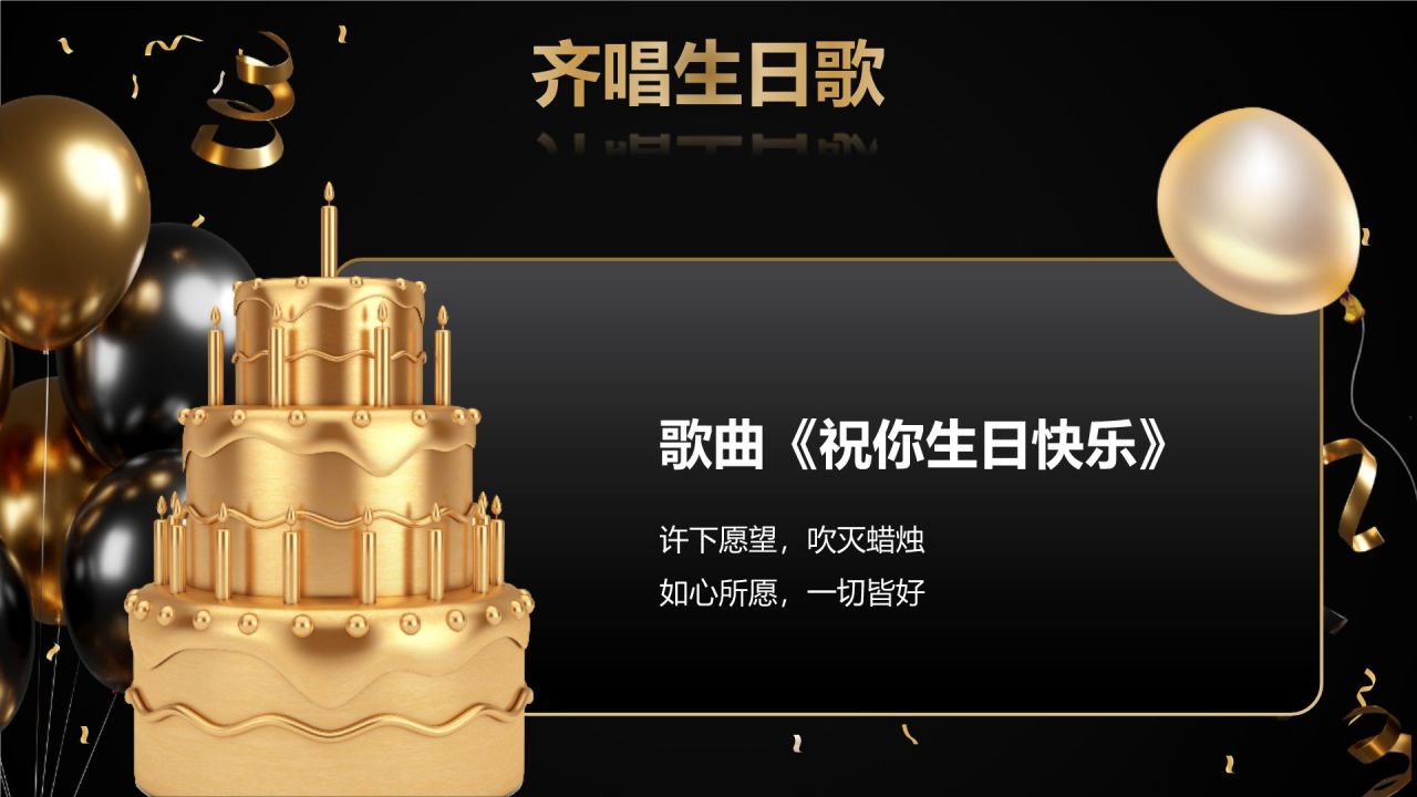 橙色黑金风员工生日聚会PPT模板