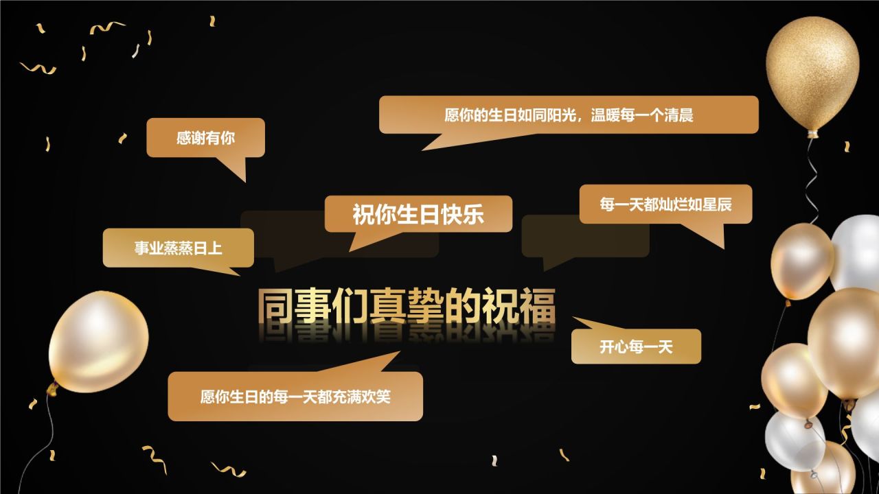 橙色黑金风员工生日聚会PPT模板
