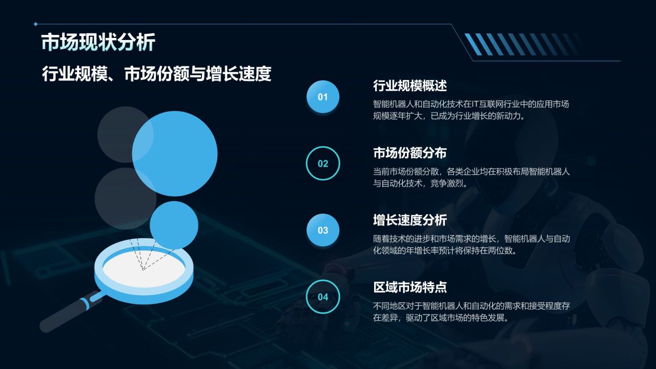 蓝色科技风智能机器人与自动化PPT模板