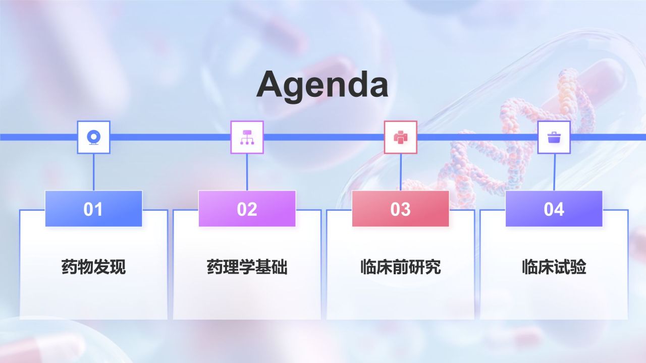 蓝色3D风药物开发与药理学PPT模板