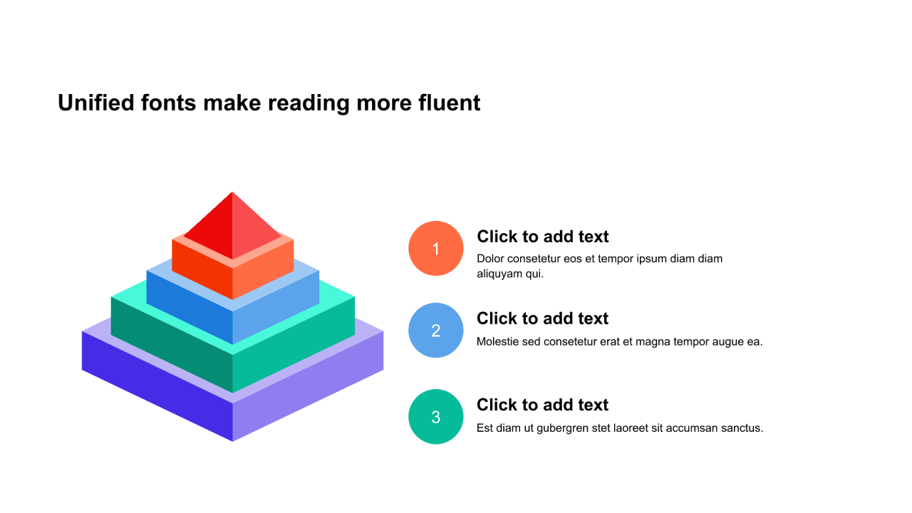 多色圆形扁平3项PPT棱锥