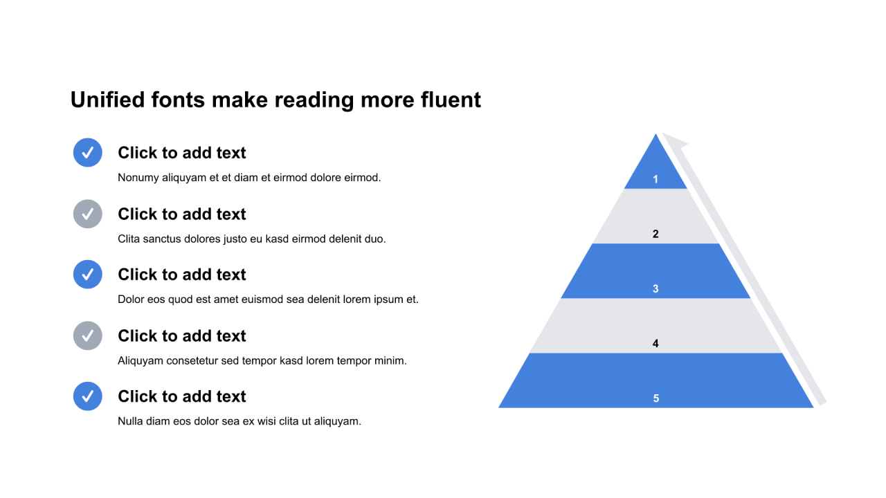 多色矩形扁平5项PPT棱锥