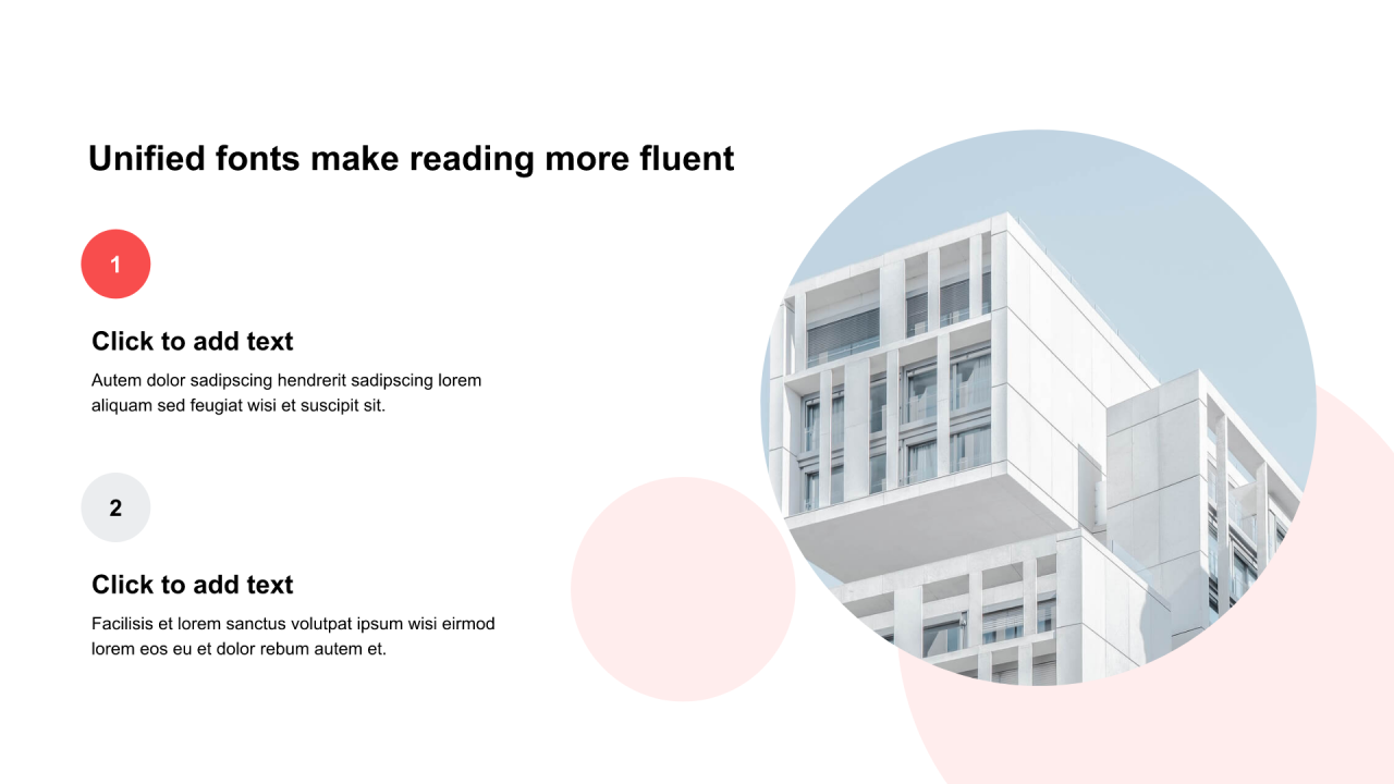 红色圆形阴影1项PPT列表