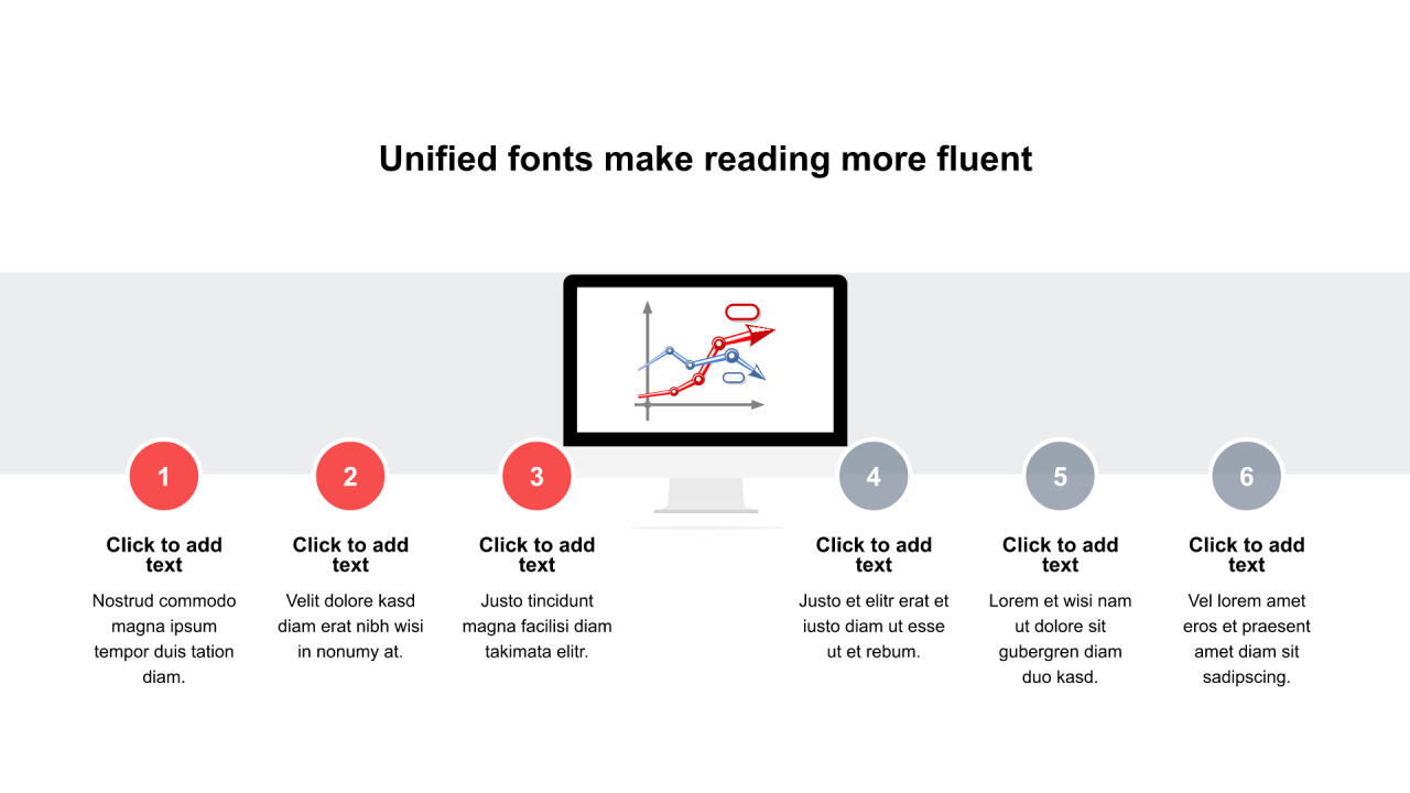 多色圆形扁平6项PPT关系