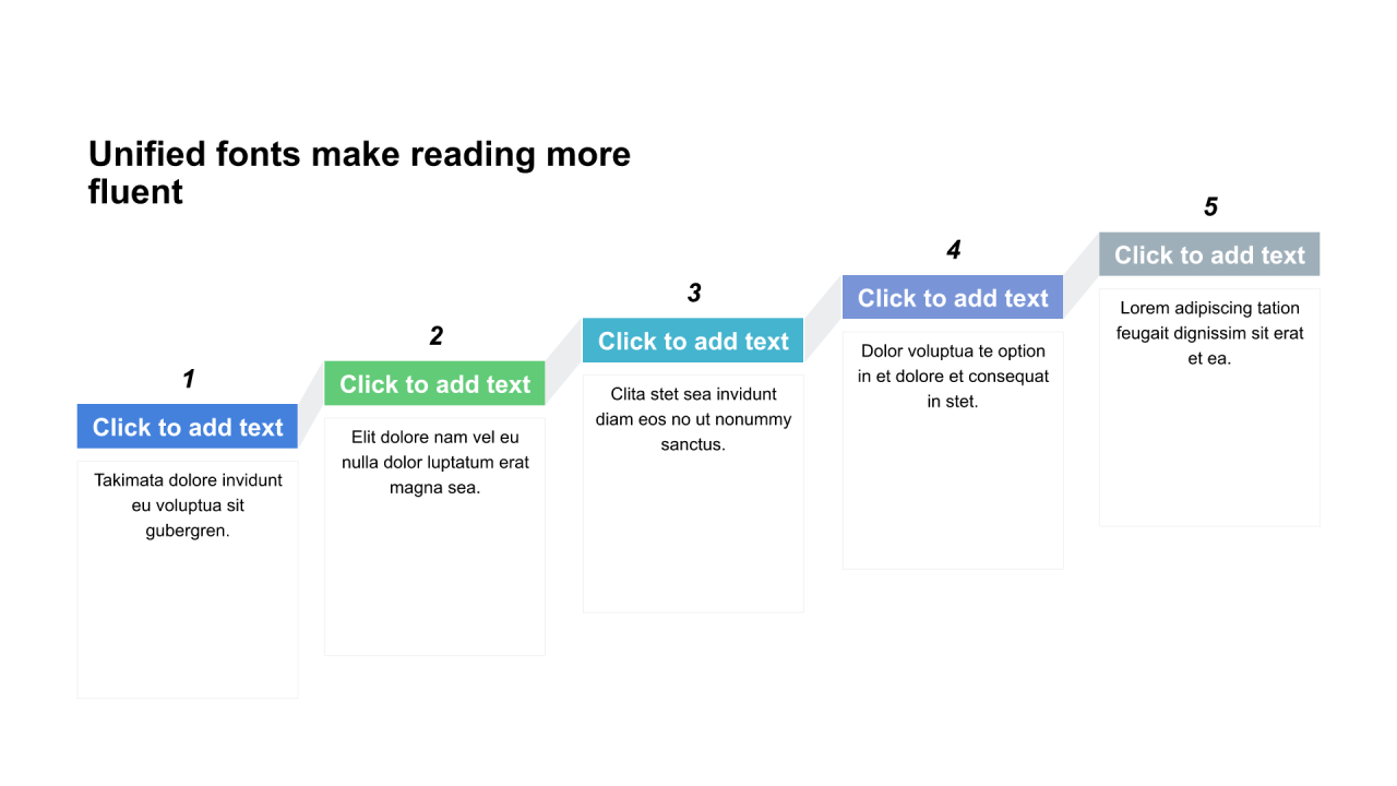 多色矩形扁平6项PPT流程