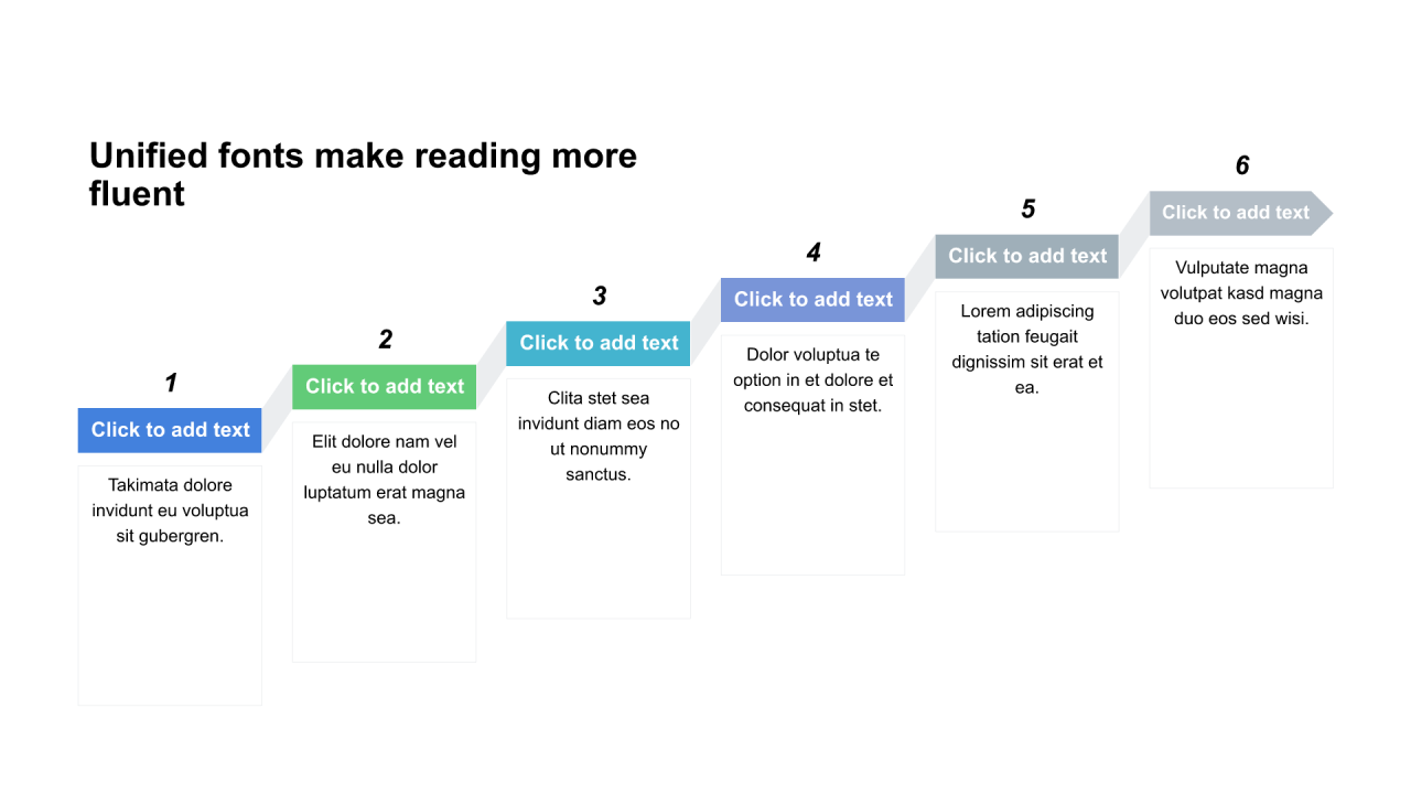 多色矩形扁平6项PPT流程