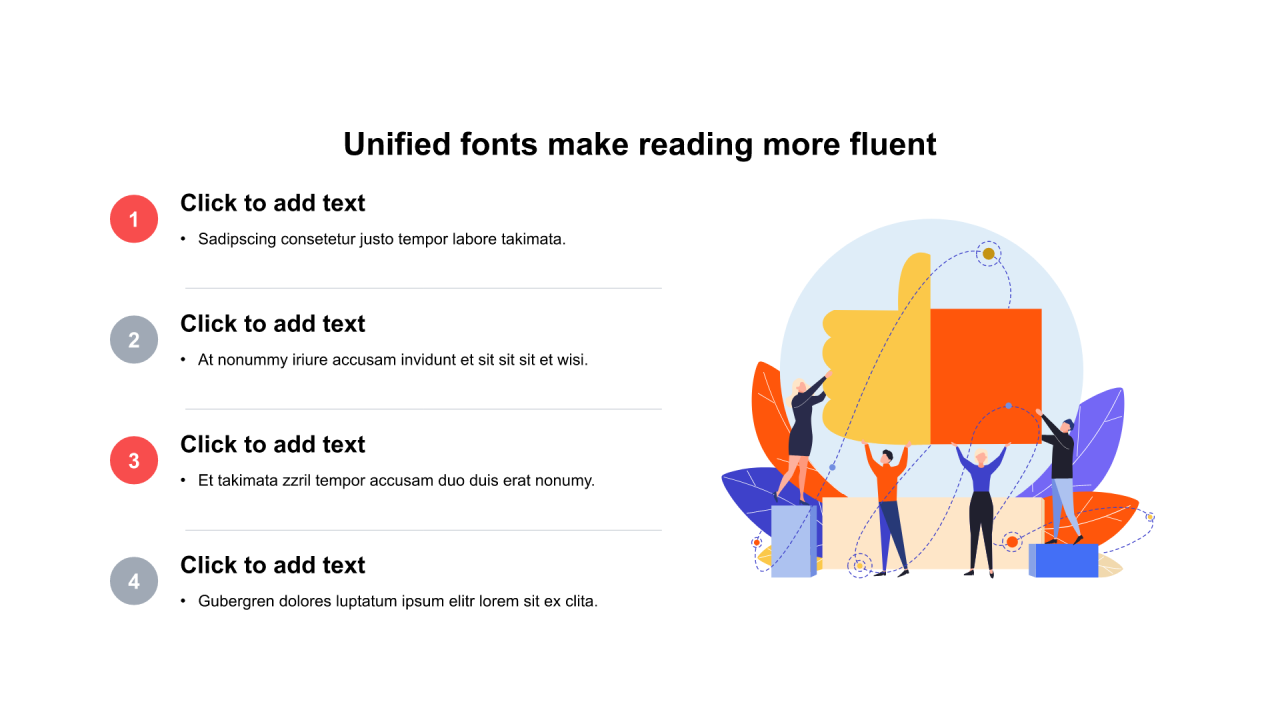 多色圆形扁平4项PPT列表