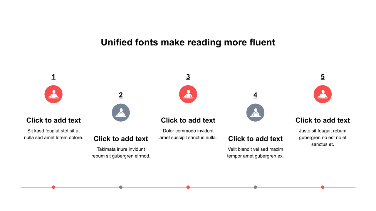 多色圆形扁平5项PPT流程