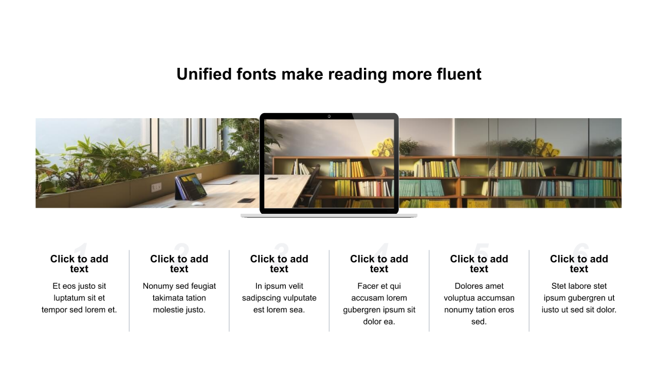 黑色线条扁平6项PPT列表