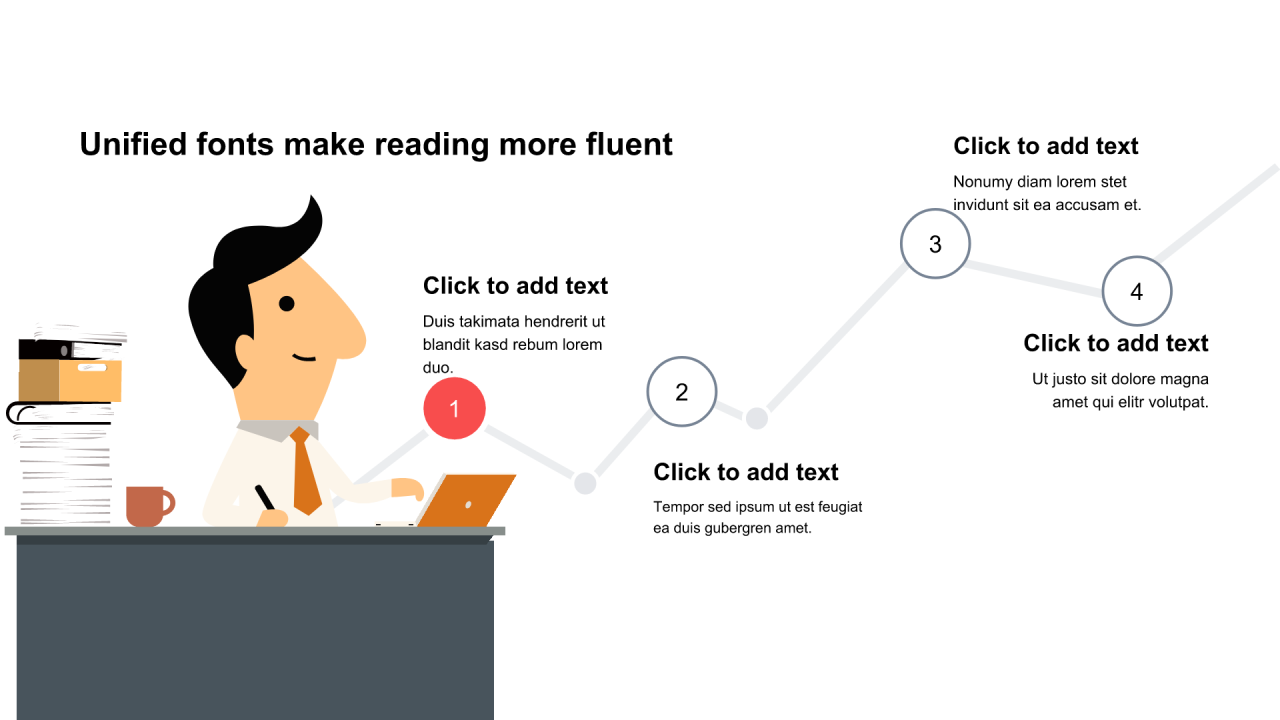 多色圆形扁平4项PPT流程