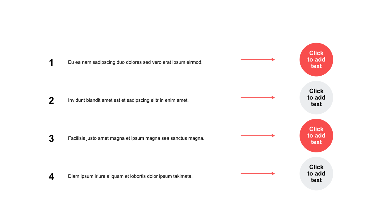 红色圆形扁平8项PPT关系