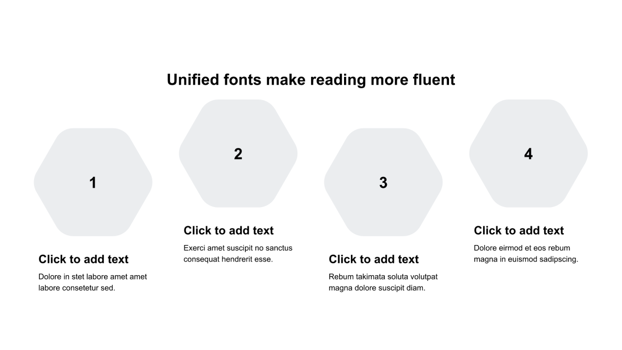 红色六边形扁平4项PPT列表