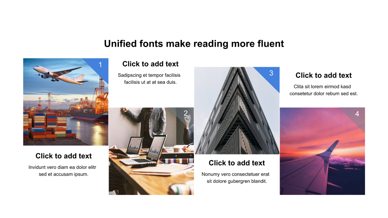 多色矩形扁平4项PPT列表