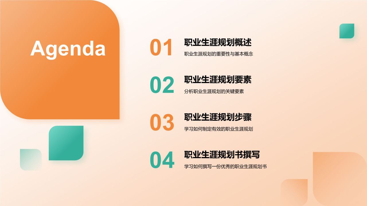 橙色商务风大学生职业生涯规划教学课件PPT模板