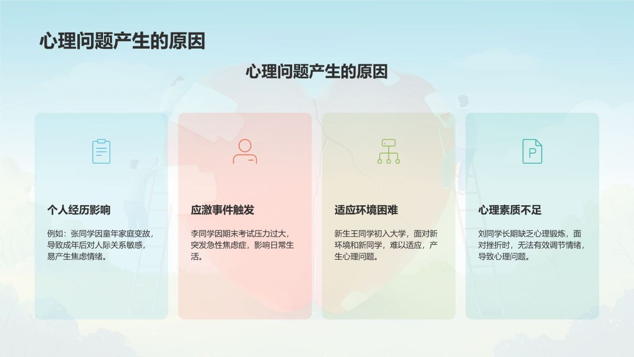 蓝色手绘风大学生心理健康PPT模板