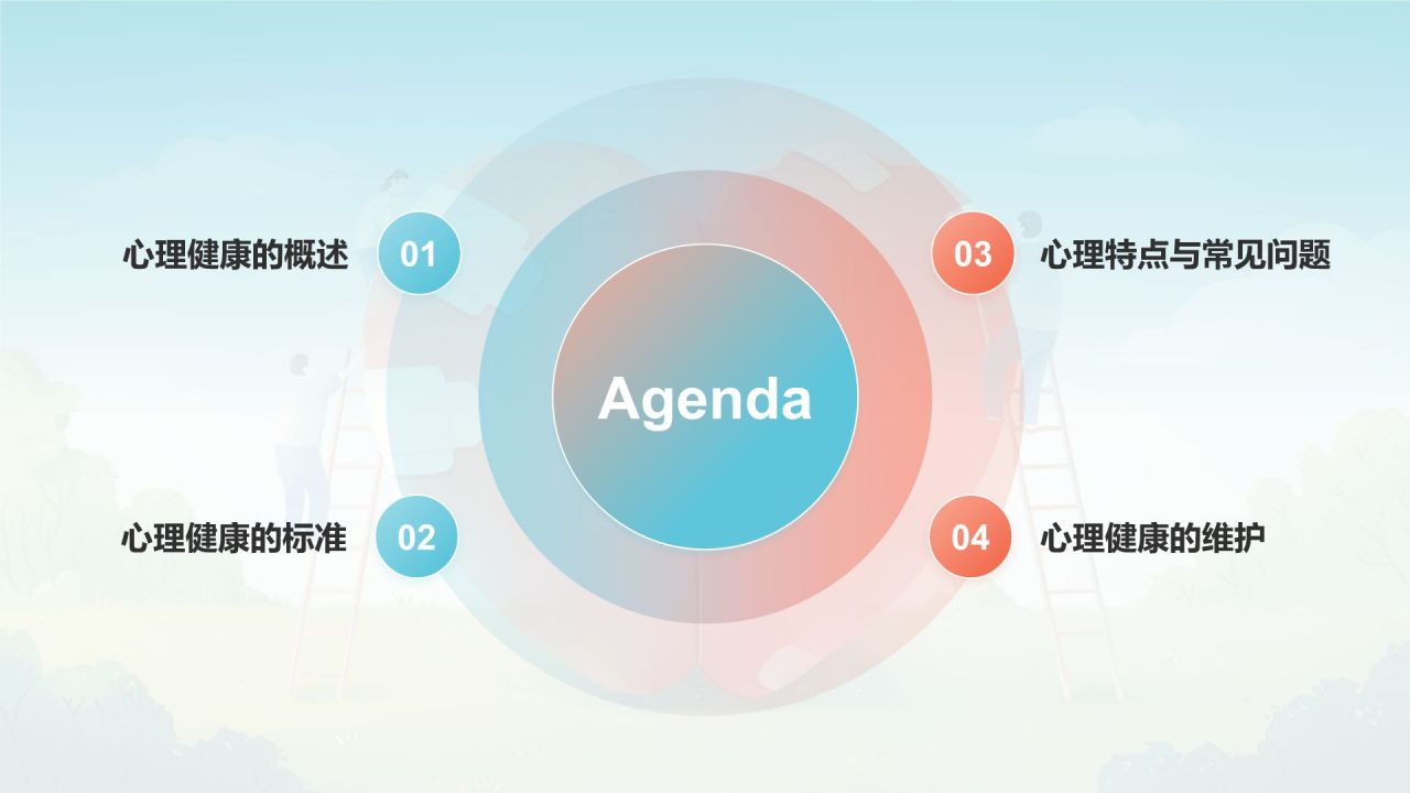 蓝色手绘风大学生心理健康PPT模板