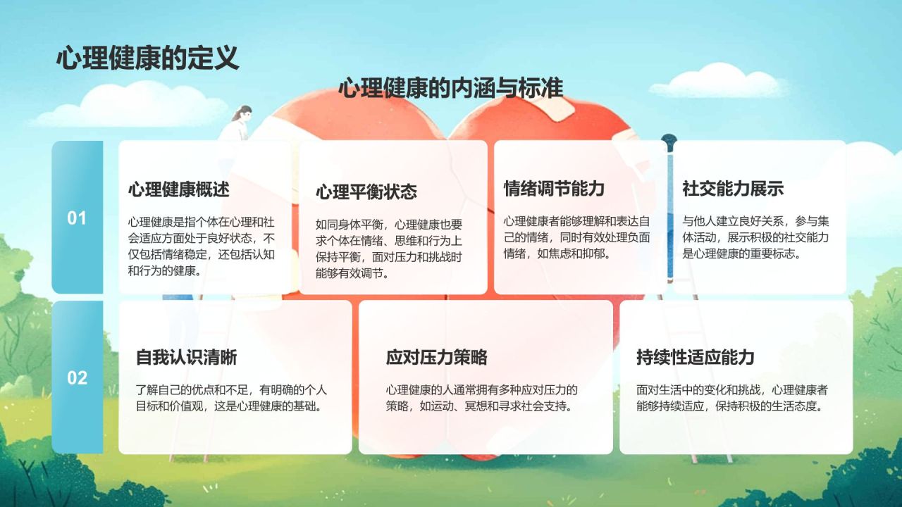 蓝色手绘风大学生心理健康PPT模板