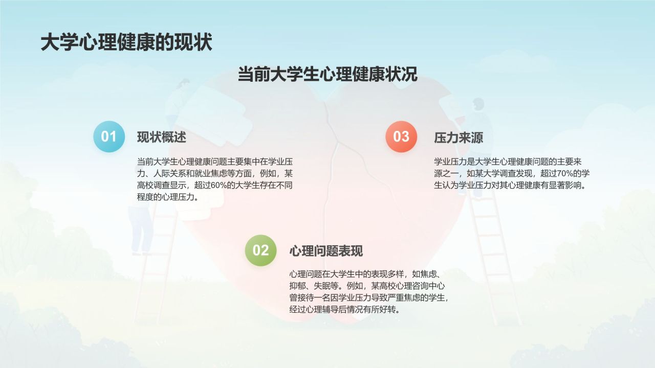 蓝色手绘风大学生心理健康PPT模板