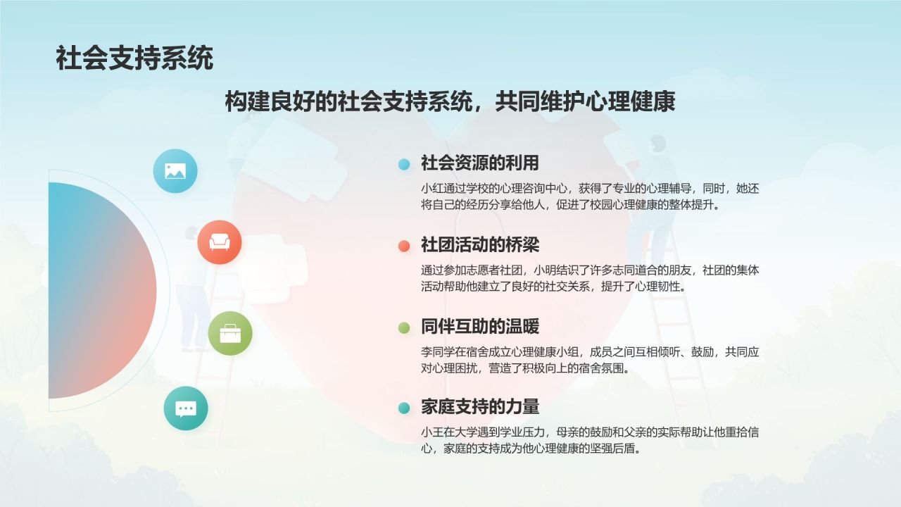 蓝色手绘风大学生心理健康PPT模板