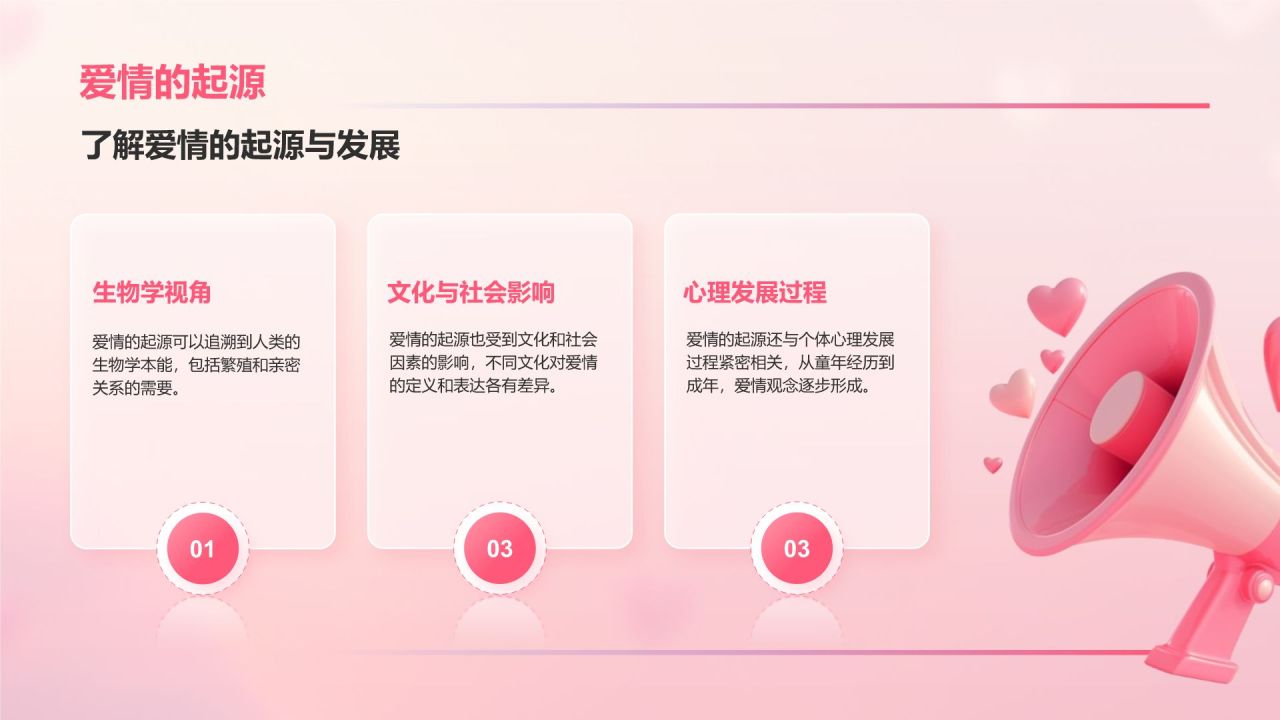 粉色3D风大学生恋爱心理课PPT模板