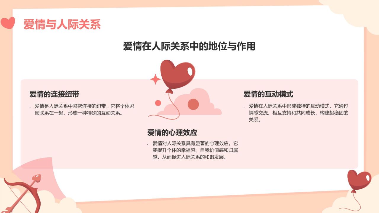 红色插画风大学生恋爱心理课程PPT模板