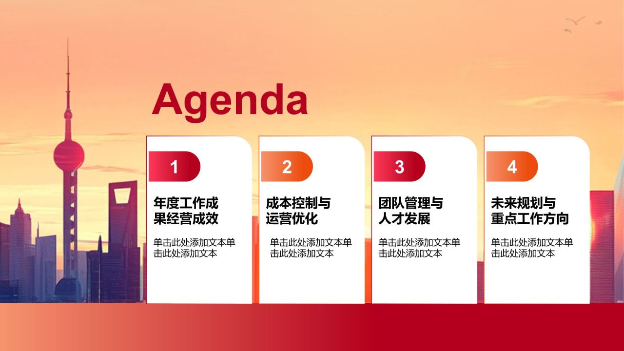红色党政风国企行业通用年终总结PPT模板