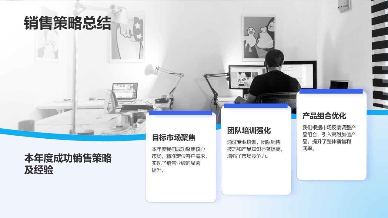 蓝色3D风销售部部门年终总结PPT模板