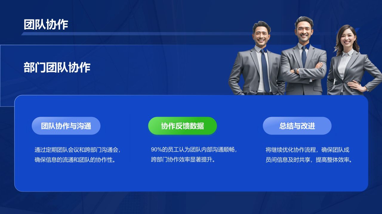 蓝色商务风管理层通用晋升述职报告PPT模板