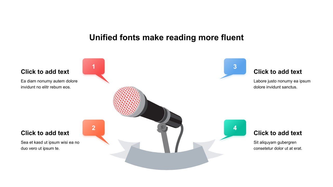 多色圆形扁平4项PPT列表
