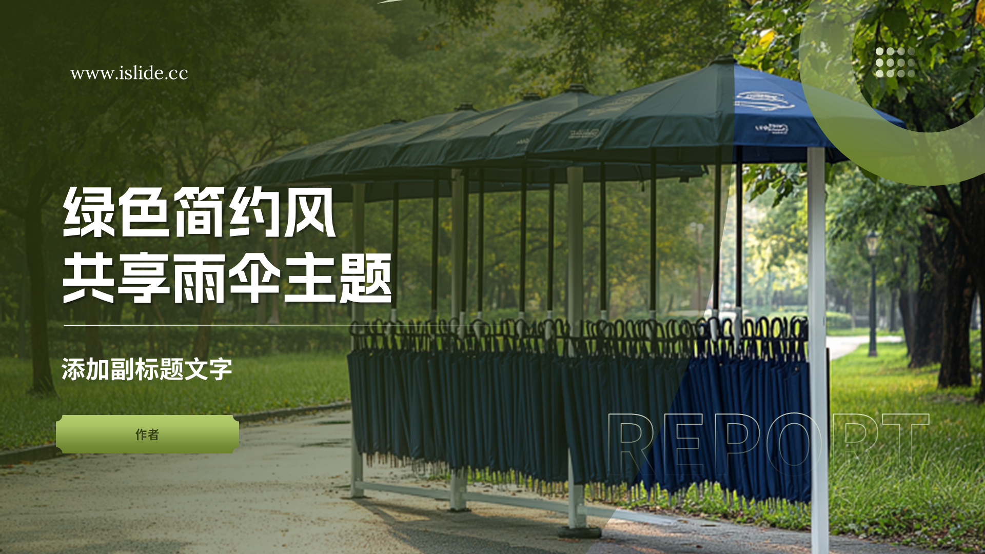 绿摄影风共享雨伞主题