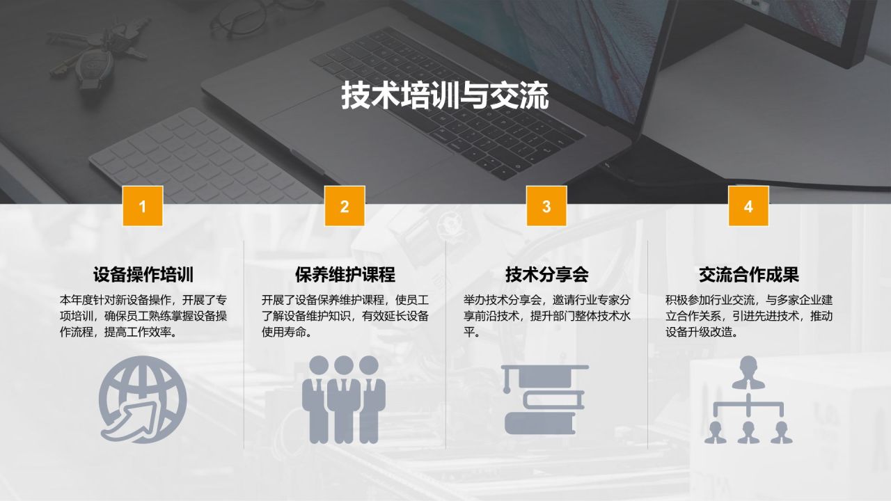 橙色商务风设备部 部门年终总结PPT模板