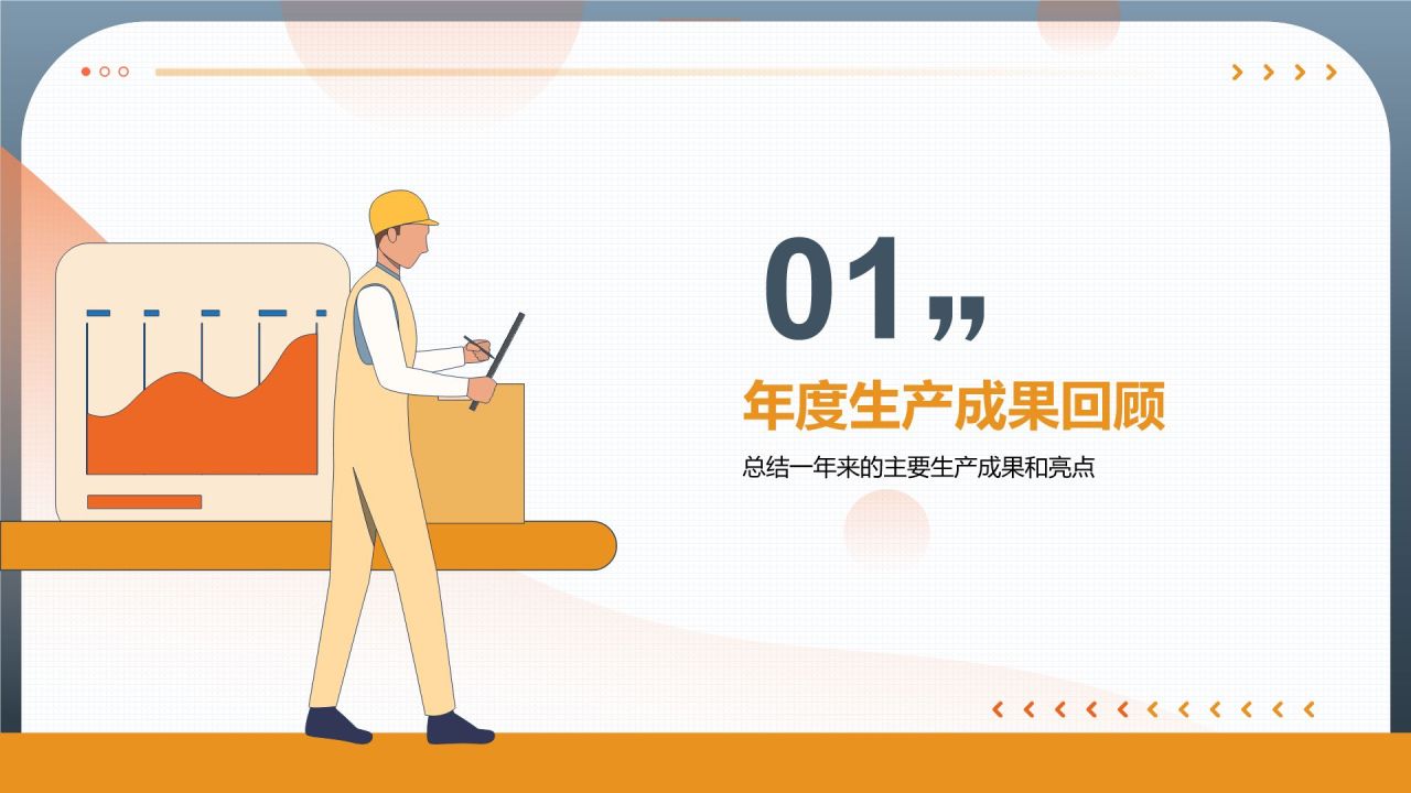 橙色插画风生产部 部门年终总结PPT PPT模板