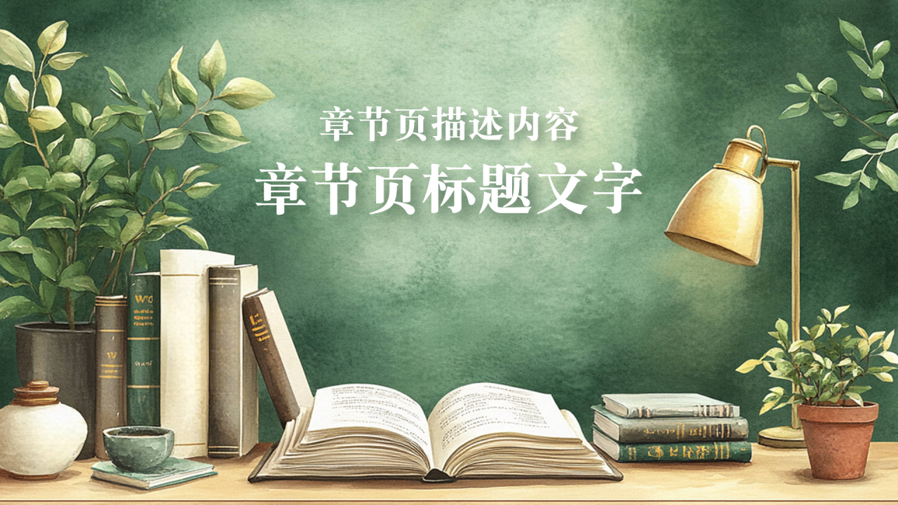 绿色扁平插画风读后感PPT主题