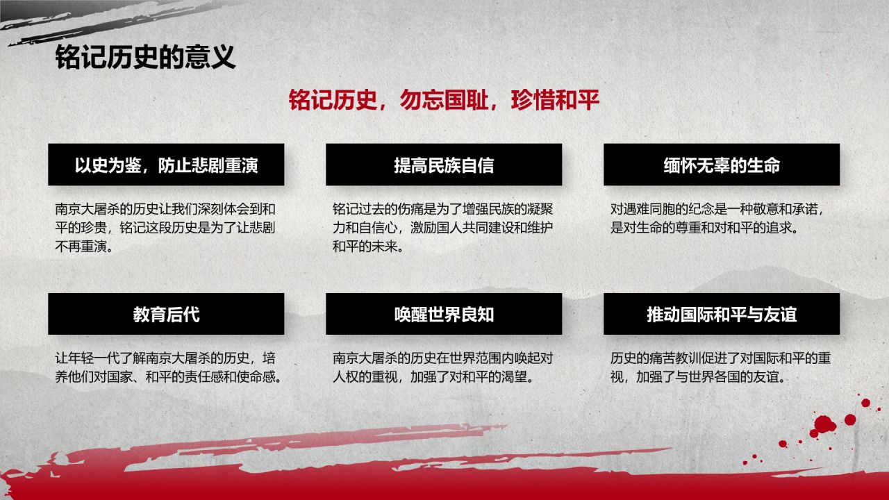 红色党政风国家公祭日——铭记历史，勿忘国耻PPT模板