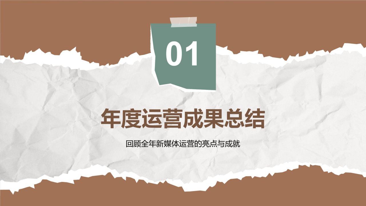 棕色扁平风新媒体运营年终述职汇报PPT模板