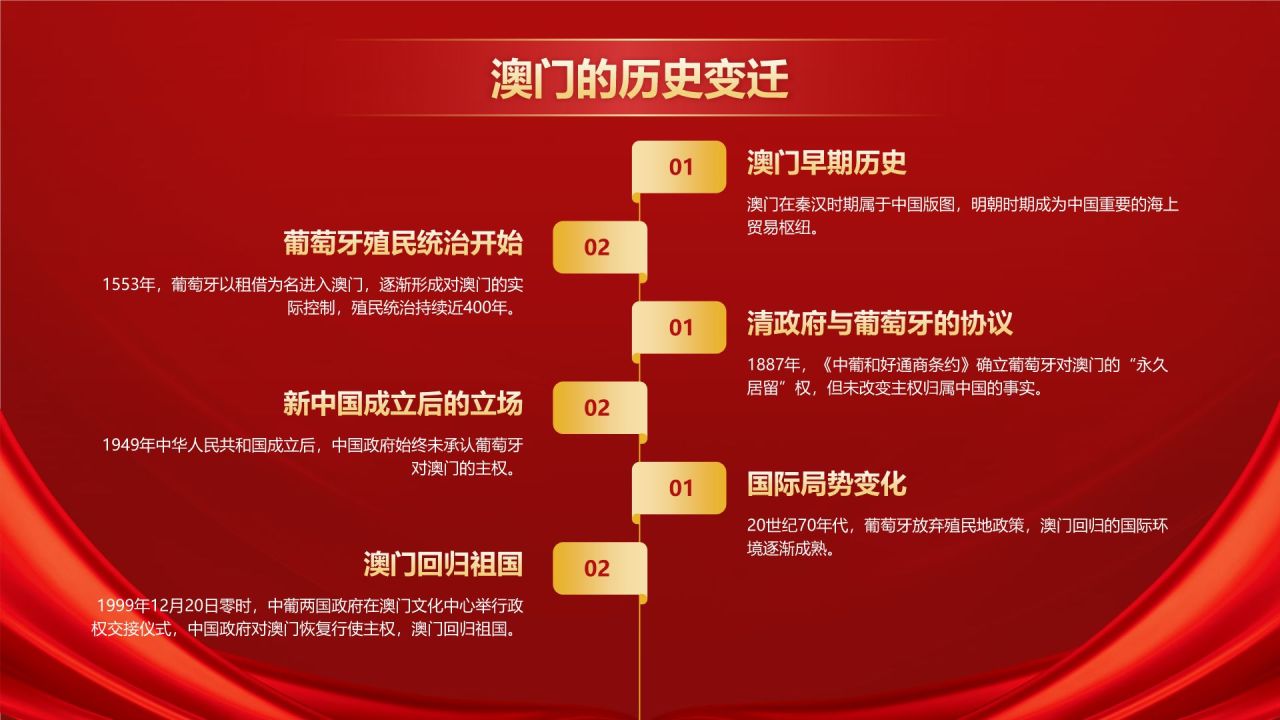 红色党政风澳门回归纪念日——回顾历史,展望未来PPT模板