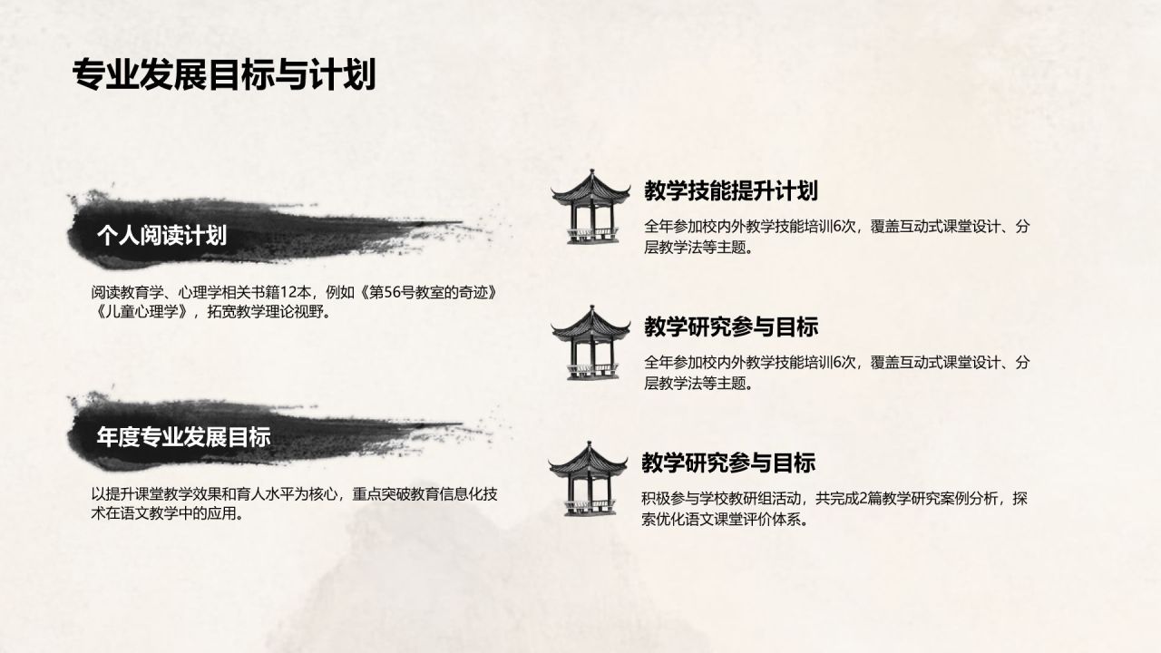 灰色水墨风教师年终述职汇报PPTPPT模板