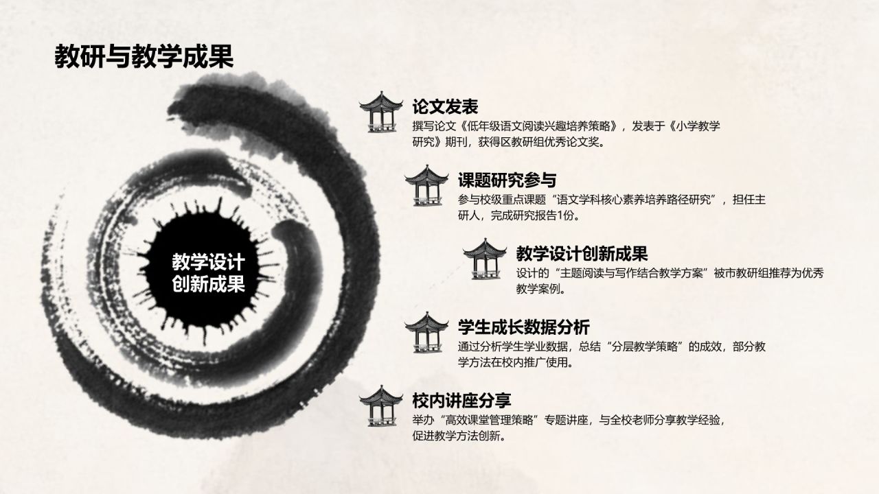 灰色水墨风教师年终述职汇报PPTPPT模板