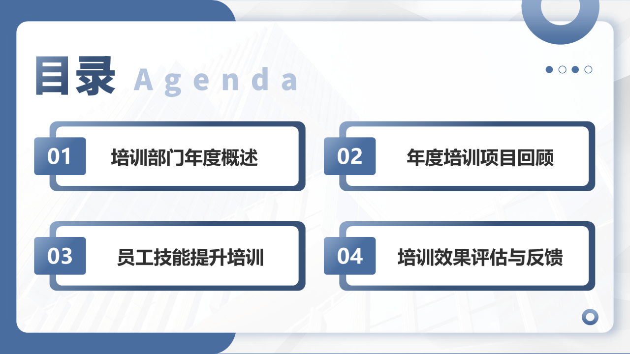 蓝色商务风培训部门年终总结PPT