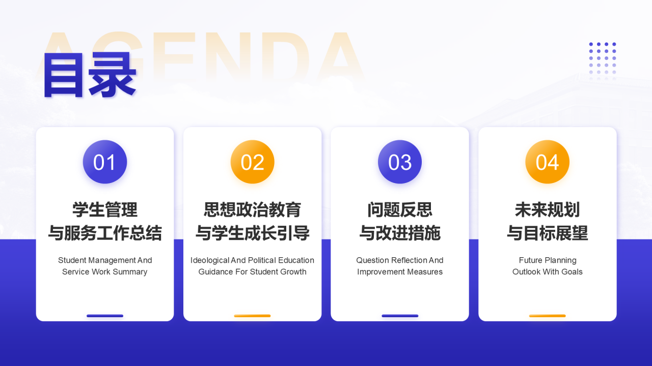 紫色学术风大学辅导员年终述职汇报PPT模板