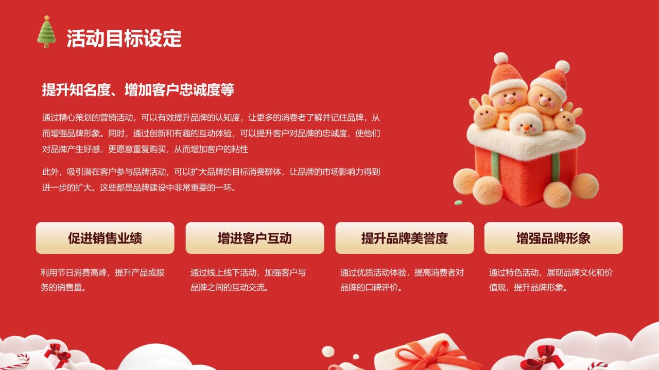 红色3D风圣诞节活动策划PPT模板