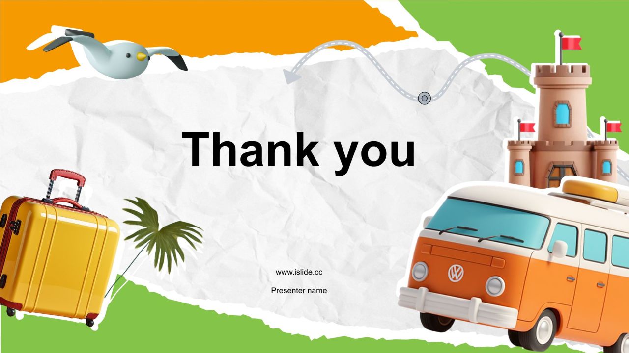 绿色3D风202X跨年旅行PPT模板