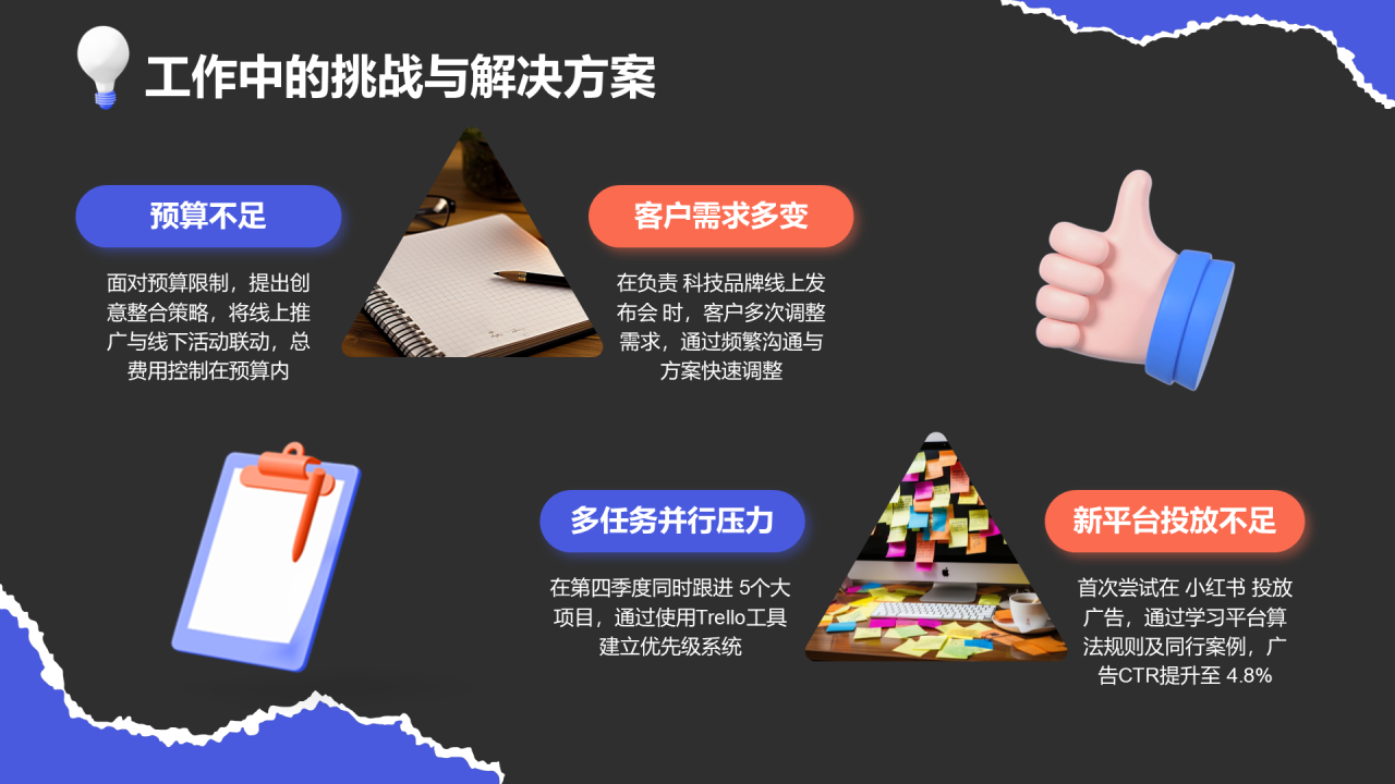 紫色创意风广告人通用年终述职汇报PPT模板