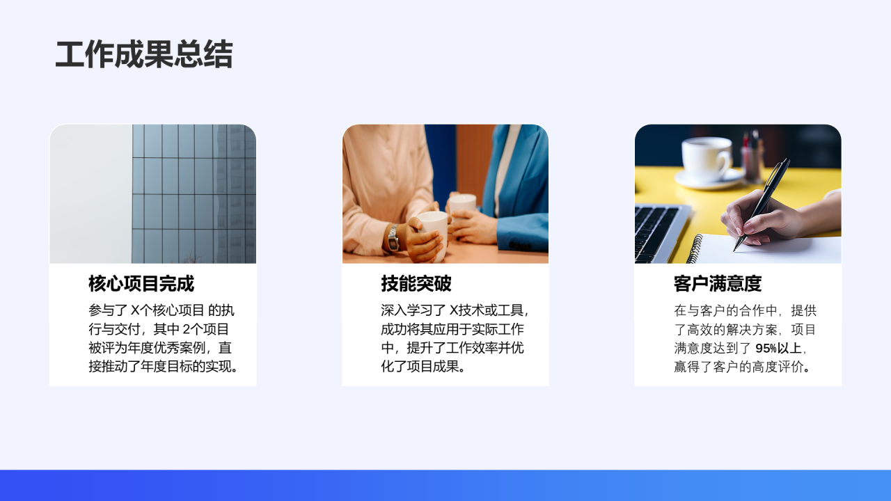 蓝色简约风通用职业生涯发展报告PPT模板