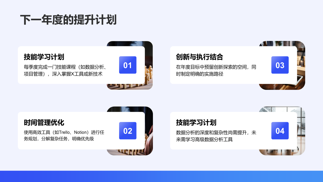 蓝色简约风通用职业生涯发展报告PPT模板