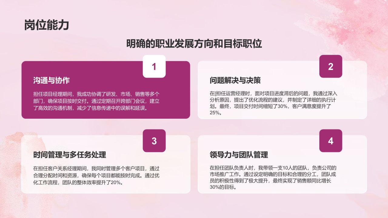 粉色简约风求职简历通用模板PPT模板